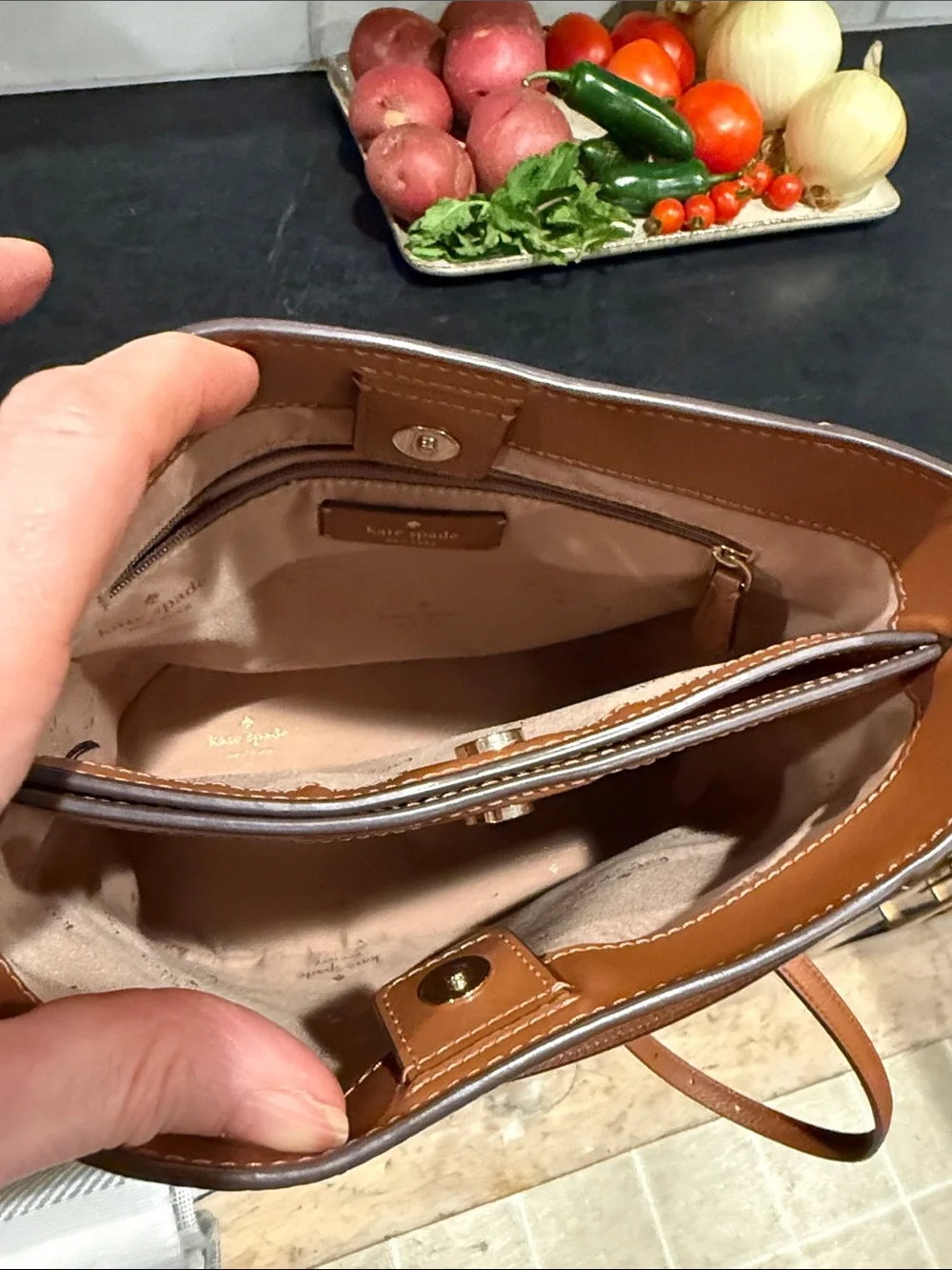 kate spade Lena Bucket Bag in warm gingerbread
